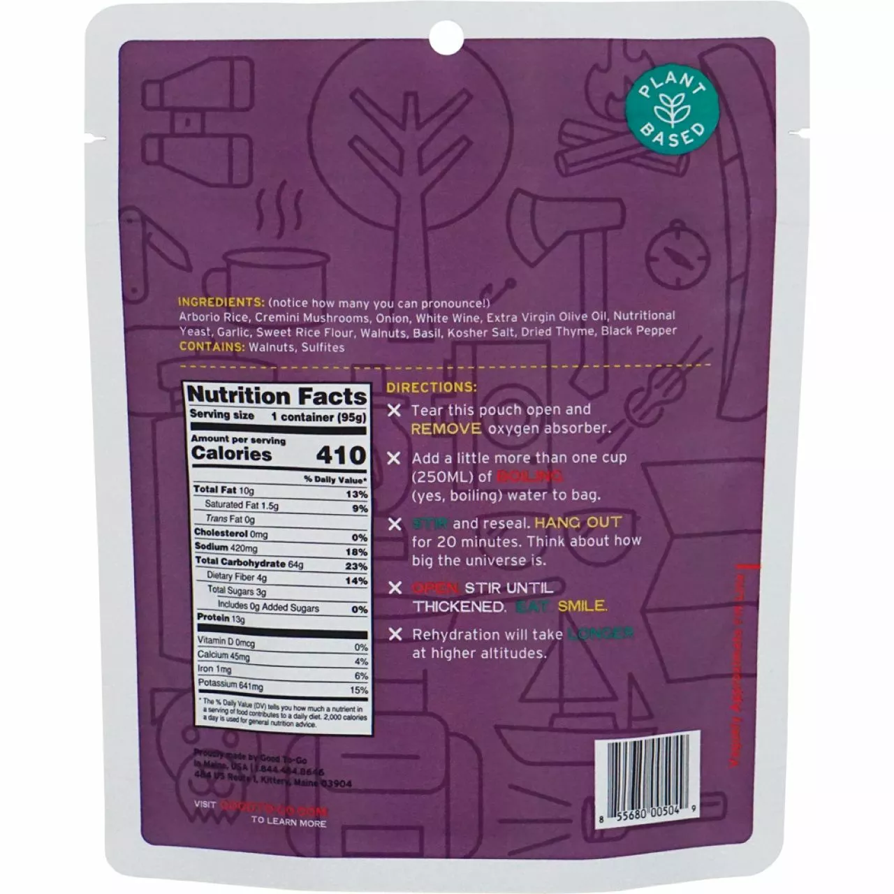 Herbed Mushroom Risotto - 1 Serving Good To-Go Herbed Mushroom Risotto - 1 Serving -Cheap Kitchenware Shop 2 GTG Risotto Single 1052 Back S22 rsz 79538.1654191533