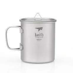 Keith Single-Wall Titanium Mug With Folding Handle And Lid -Cheap Kitchenware Shop ti3204 78778.1653507144