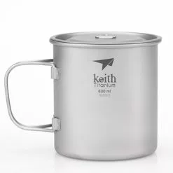 Keith Single-Wall Titanium Mug With Folding Handle And Lid -Cheap Kitchenware Shop ti3207 27913.1653507144